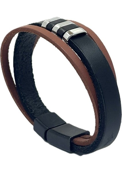 Unisex Mıknatıs Kilitli Deri Bileklik