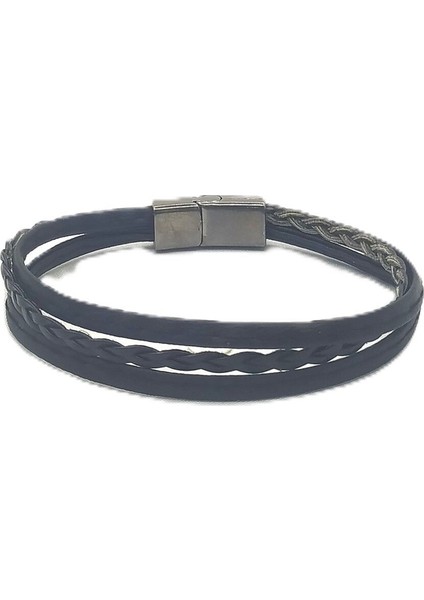 Unisex Mıknatıs Kilitli Deri Bileklik