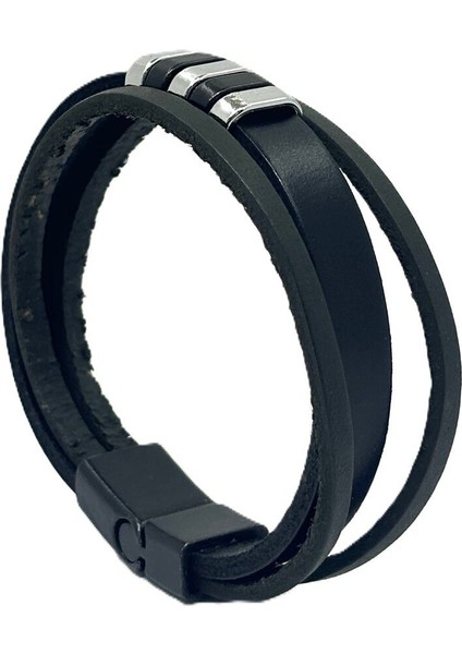 Unisex Mıknatıs Kilitli Deri Bileklik
