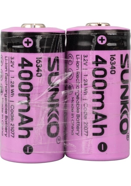 Sunkko Ifr 3.2 Volt 400 Mah 16340 Şarj Edilebilir Pil (Tekli) (4172)