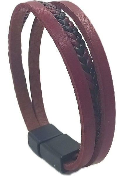 Unisex Mıknatıs Kilitli Deri Bileklik