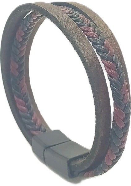 Unisex Mıknatıs Kilitli Deri Bileklik