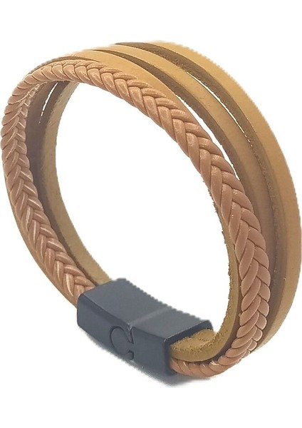 Unisex Mıknatıs Kilitli Deri Bileklik