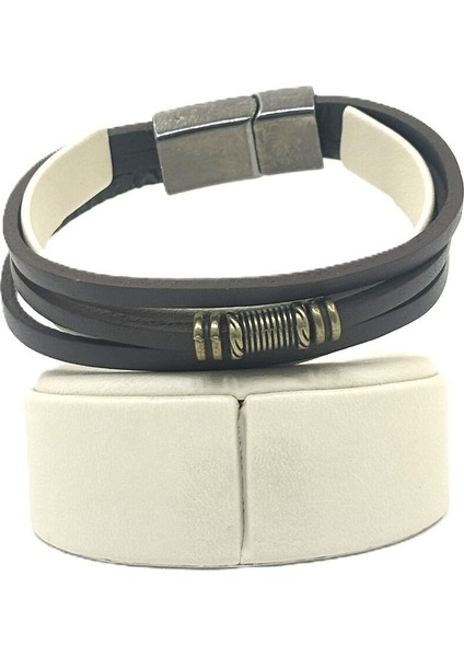 Unisex Mıknatıs Kilitli Deri Bileklik