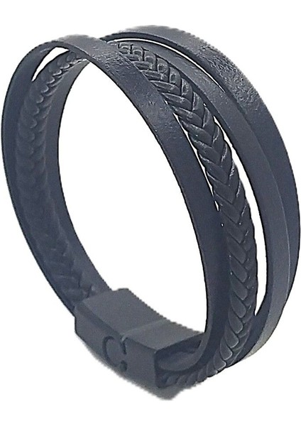 Unisex Mıknatıs Kilitli Deri Bileklik