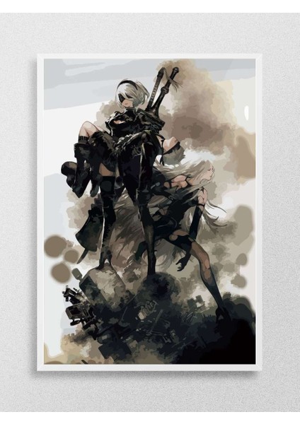 Nier Automata 2b Anime Poster Çerçevesiz Yüksek Kalite Anime Duvar Poster