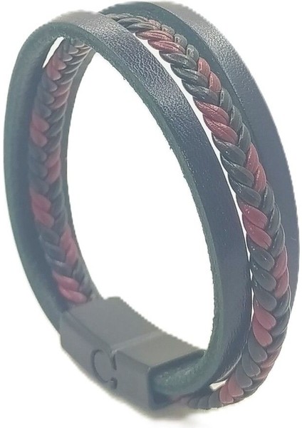 Unisex Mıknatıs Kilitli Deri Bileklik