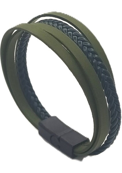 Unisex Mıknatıs Kilitli Deri Bileklik