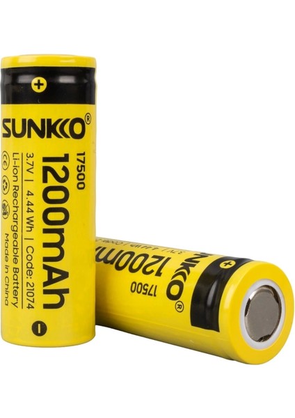 Sunkko 3.7 Volt 1200 Mah 17500 Şarj Edilebilir Pil (Tekli) (4172)