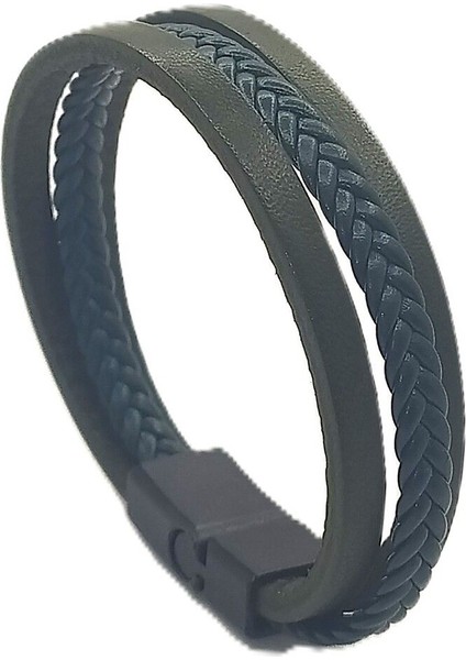 Unisex Mıknatıs Kilitli Deri Bileklik