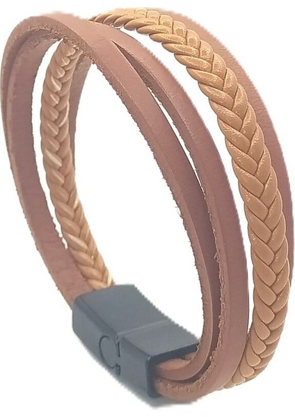 Unisex Mıknatıs Kilitli Deri Bileklik