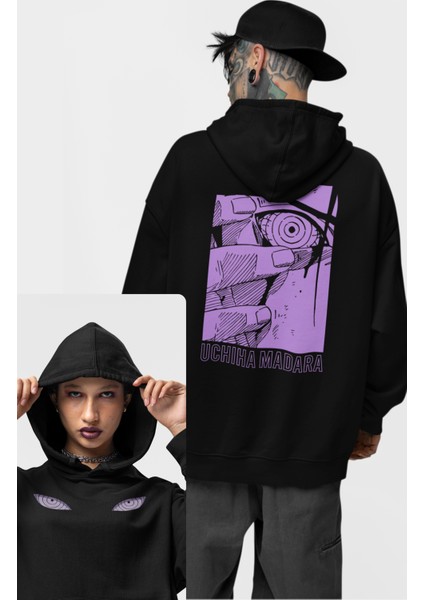 Naruto Uchiha Madara 2 Sırt Baskılı Kapüşonlu Sweatshirt