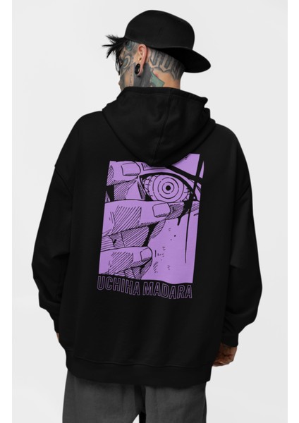 Naruto Uchiha Madara 2 Sırt Baskılı Kapüşonlu Sweatshirt