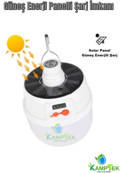 Güneş Enerjili Fonksiyonlu Kamp Doğa Çadır Dış Mekan Lambası 240W Asma Aparatlı