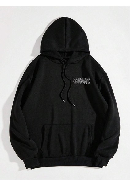 Celebrate Kanat Baskılı Ünisex Siyah Kapüşonlu Oversize Sweatshirt fiyatları