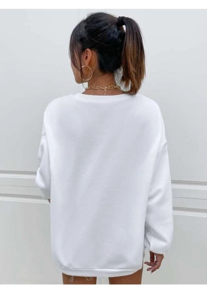Kadın Kelebek Baskılı Oversize Sweatshirt 3iplik modelleri