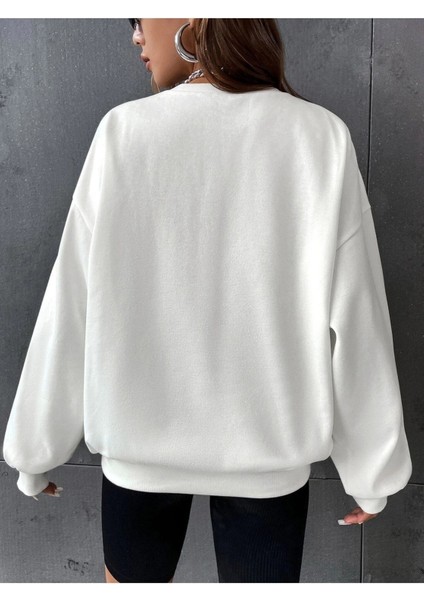Arizona Southwest Baskılı Bisiklet Yaka Ünisex Beyaz Oversize Sweatshirt fiyatları