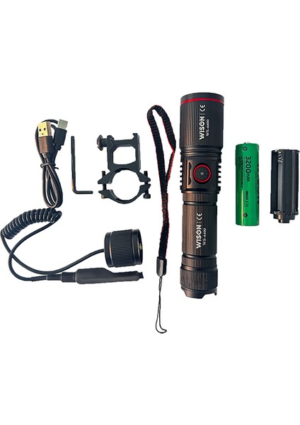 WS-4400 Tüfek Bağlantılı Avcı Feneri Süper Parlak LED Şarjlı Avcı Feneri 1500 Lümen