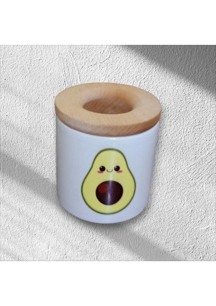 Avokado Baskılı Ahşap Kapaklı Seramik Kalemlik Kalem Kutusu fiyatları