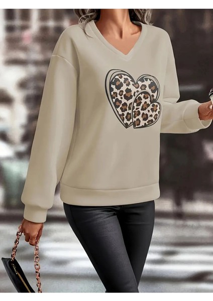 Kadın V-Yaka Oversize Sweatshirt fiyatları