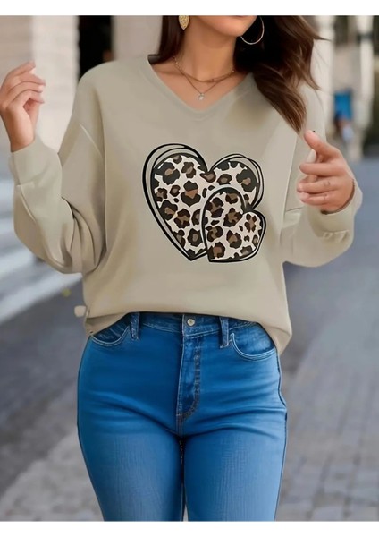 Kadın V-Yaka Oversize Sweatshirt indirimleri