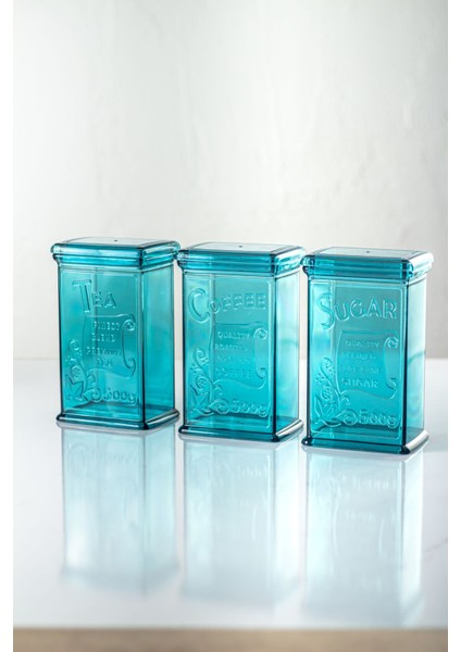 Akrilik Aquamarin Şeker Kahve Çay Kavanozu 500 ml (Vakum Kapak )