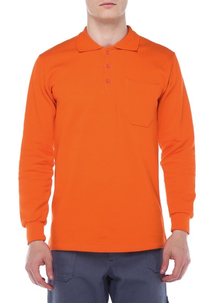 Polo Yaka Turuncu Sweatshirt