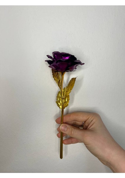 1 Adet Altın Varaklı Gül Solmayan Gül, Yapay Gül, Sonsuzluk Gülü Sevgililer Günü Hediyesi, Anneler Günü Hediyesi, Nişan Hediyesi, Düğün Hediyesi, Altın Gül, Mor Gül