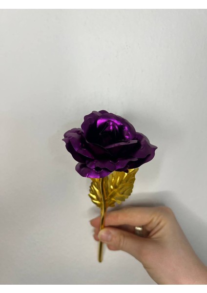 1 Adet Altın Varaklı Gül Solmayan Gül, Yapay Gül, Sonsuzluk Gülü Sevgililer Günü Hediyesi, Anneler Günü Hediyesi, Nişan Hediyesi, Düğün Hediyesi, Altın Gül, Mor Gül modelleri