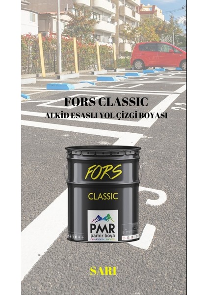 Pamir Boya Fors Classic Yol Çizgi Boyası Sarı 4 KG