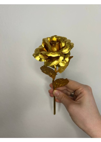 1 Adet Altın Varaklı Gül, Solmayan Gül, Yapay Gül, Sonsuzluk Gülü, Sevgililer Günü Hediyesi, Anneler Günü Hediyesi, Nişan Hediyesi, Düğün Hediyesi, Altın Gül