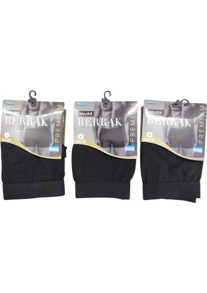 Erkek boxer 3'lü ekonomik paket penye pamuklu cotton modal siyah pamuk %47 modal %5 elasten BMB3-1