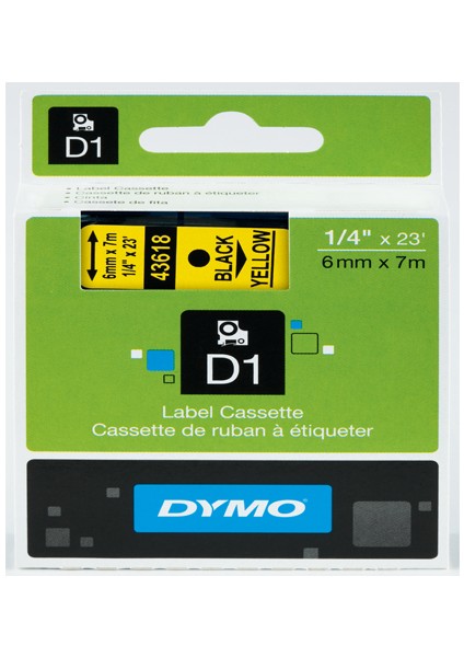 D1 Şerit Standart 6 Mmx7 mt Sarı Üzerine Siyah 43618 S0720790