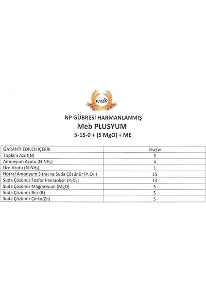 Mebor Plusyum 5 kg - 5-5-0+(5mgo)+5b+5zn Npk Gübresi