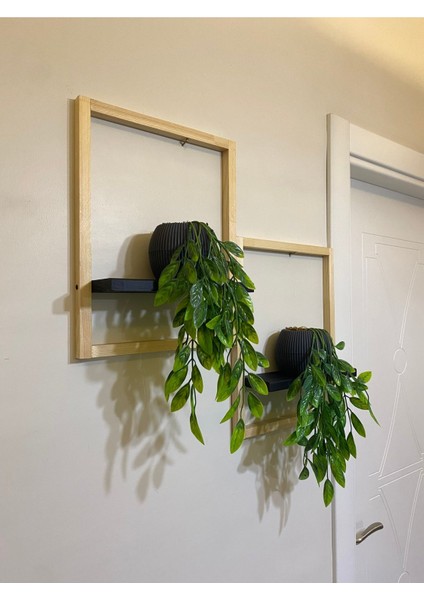 2' Li Lüx Dekoratif Siyah Ahşap Çerçeveli Raf Çiçeklik Duvar Süsü Ev Antre Hol Balkon Süsü fırsatları