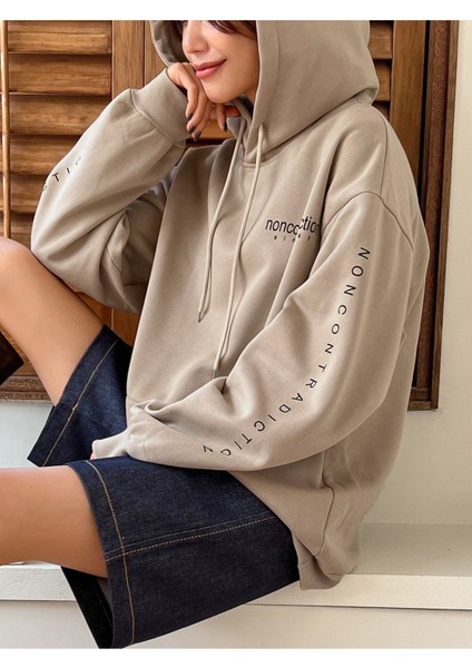 Destiny Baskılı Oversize Kapüşonlu Sweatshirt