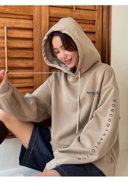 Destiny Baskılı Oversize Kapüşonlu Sweatshirt