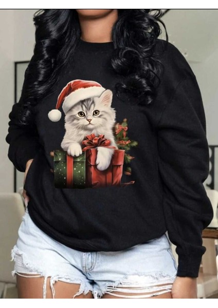 New Years Baskılı Bisiklet Yaka Siyah Ünisex Oversize Sweatshirt fiyatları