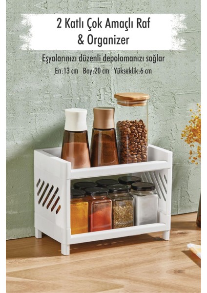 Robinanka Robinanka 2 Katlı Tezgah Üstü Düzenleyici & Çok Amaçlı Raf & Organizer
