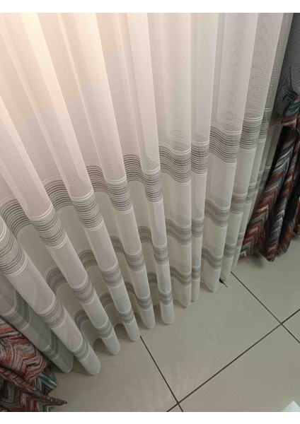 1e3 Pileli Etek 3 Sıra Bantlı Antrasit Tül Perde