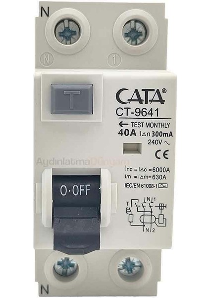 Monofaze Yangin Koruma Rölesi 1X40A 300MA CT-9641