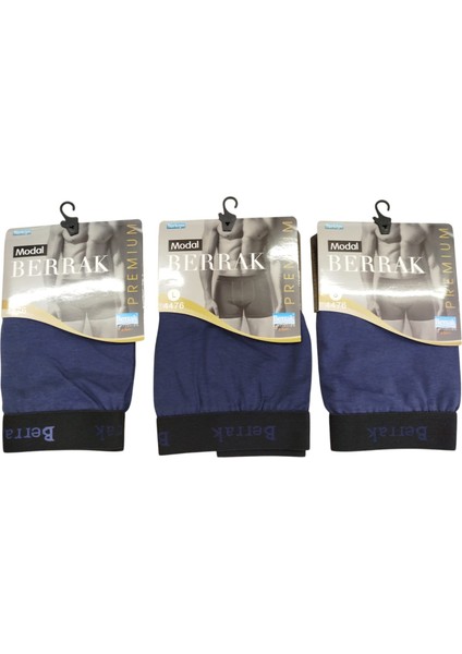 Erkek boxer 3'lü ekonomik paket pamuklu cotton modal lacivert slim fit yumuşak esnek nefes alabilen penye kumaş BMB3-2XL