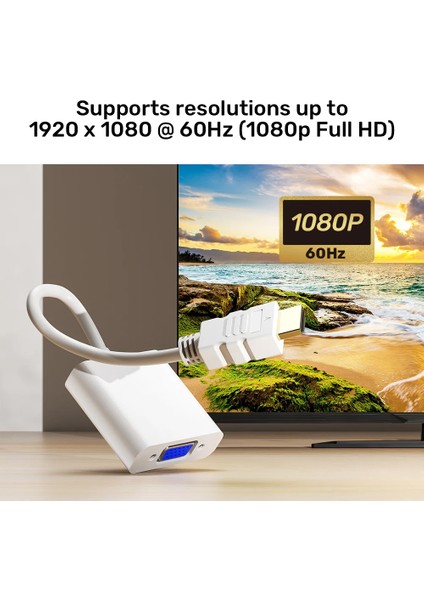 CA-4553 Beyaz HDMI To VGA Dönüştürücü Adaptör fırsatları