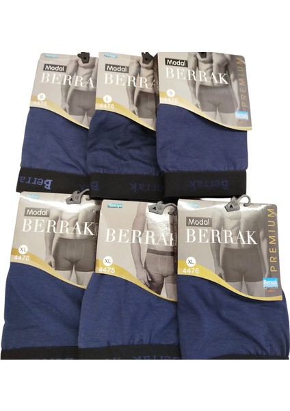 Erkek Boxer 6'lı ekonomik paket penye pamuklu cotton modal lacivert yumuşak esnek elasten BMB6-2