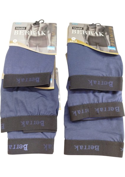 Erkek Boxer 6'lı ekonomik paket penye pamuklu cotton modal lacivert yumuşak esnek elasten BMB6-2