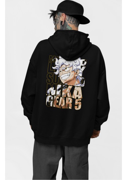 Monkey D. Luffy Nika Gear 5 Sırt Baskılı Kapüşonlu Sweatshirt, Unisex Oversize Anime Baskılı Hoodie modelleri