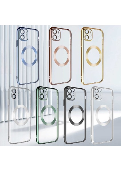 Apple iPhone 11 Kılıf Wireless Şarj Özellikli Sert Pc Zore Riksos Magsafe Kapak-Sierra Mavi