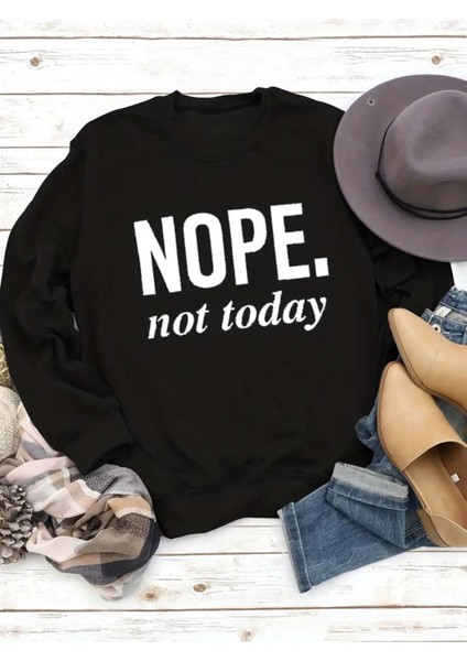 Nope Baskılı Bisiklet Yaka Oversize Sweatshirt fiyatları
