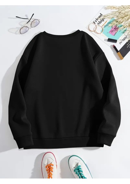 Nope Baskılı Bisiklet Yaka Oversize Sweatshirt modelleri