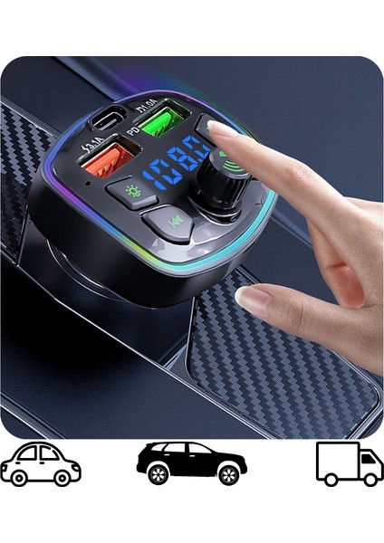 20W Telefon Araç Araba Çakmaklık Bluetooth Kablosuz Müzik Görüşme USB 3 In 1 Telefon Şarj